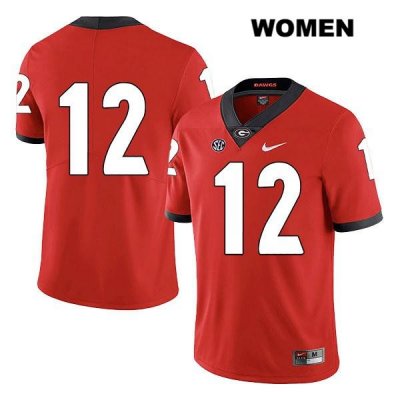 Women's Georgia Bulldogs NCAA #12 Rian Davis Nike Stitched Red Legend Authentic No Name College Football Jersey XYJ7854SG